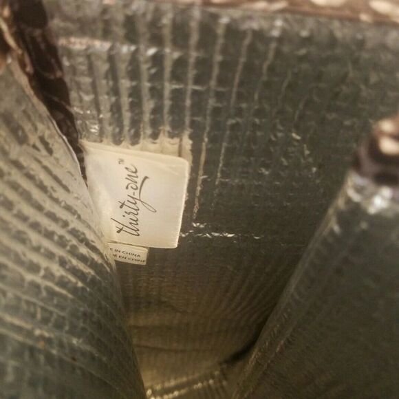 Thirty One 31 Perfect Bottle Thermal Tote Wine Cooler Gift Bag Brown Paisley - Picture 6 of 6